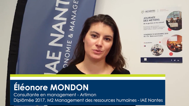 Éléonore Mondon, diplômée 2017 du M2 RH, consultante en management chez Artimon