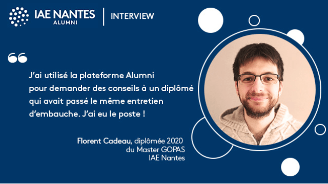 Rencontre avec Florent Cadeau, diplômé 2020 du Master GOPAS et membre convaincu du réseau alumni 