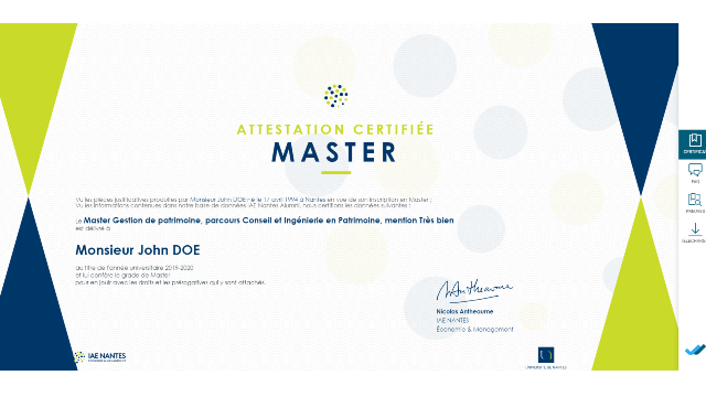 L'IAE Nantes vous offre votre certification de diplôme en ligne !